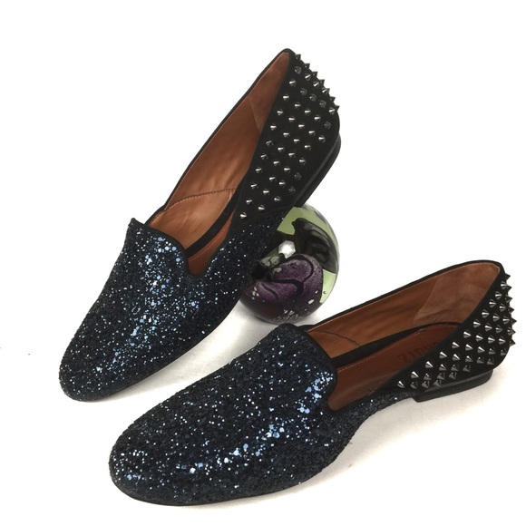 Glistening blue & stud black Schultz flats size 10 - Picture 2 of 7